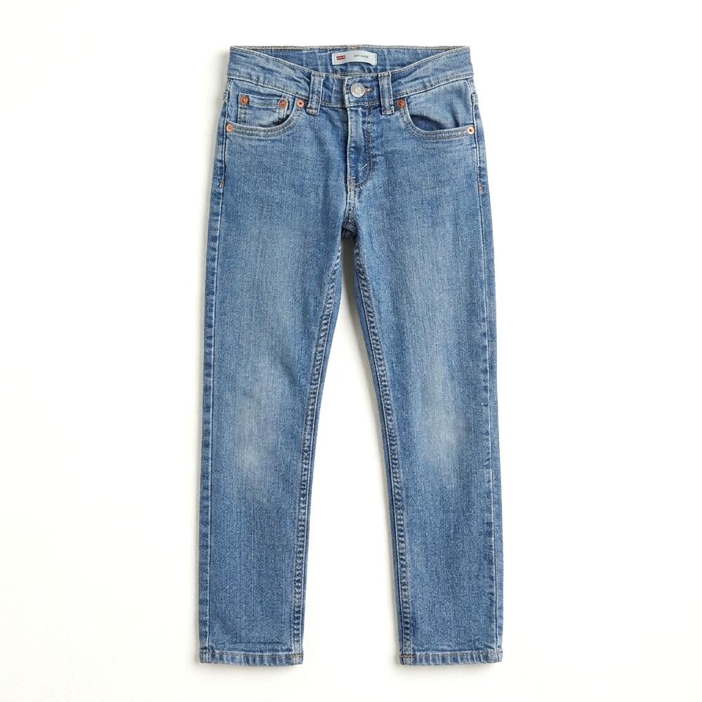 Levi's Stretch Denim 511 Slim Jeans Medium Wash Blue Adjustable Waist Boys 7